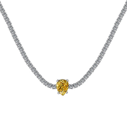 [AuraEcho]1.0 carat Unique Pear Cut Tennis Necklace