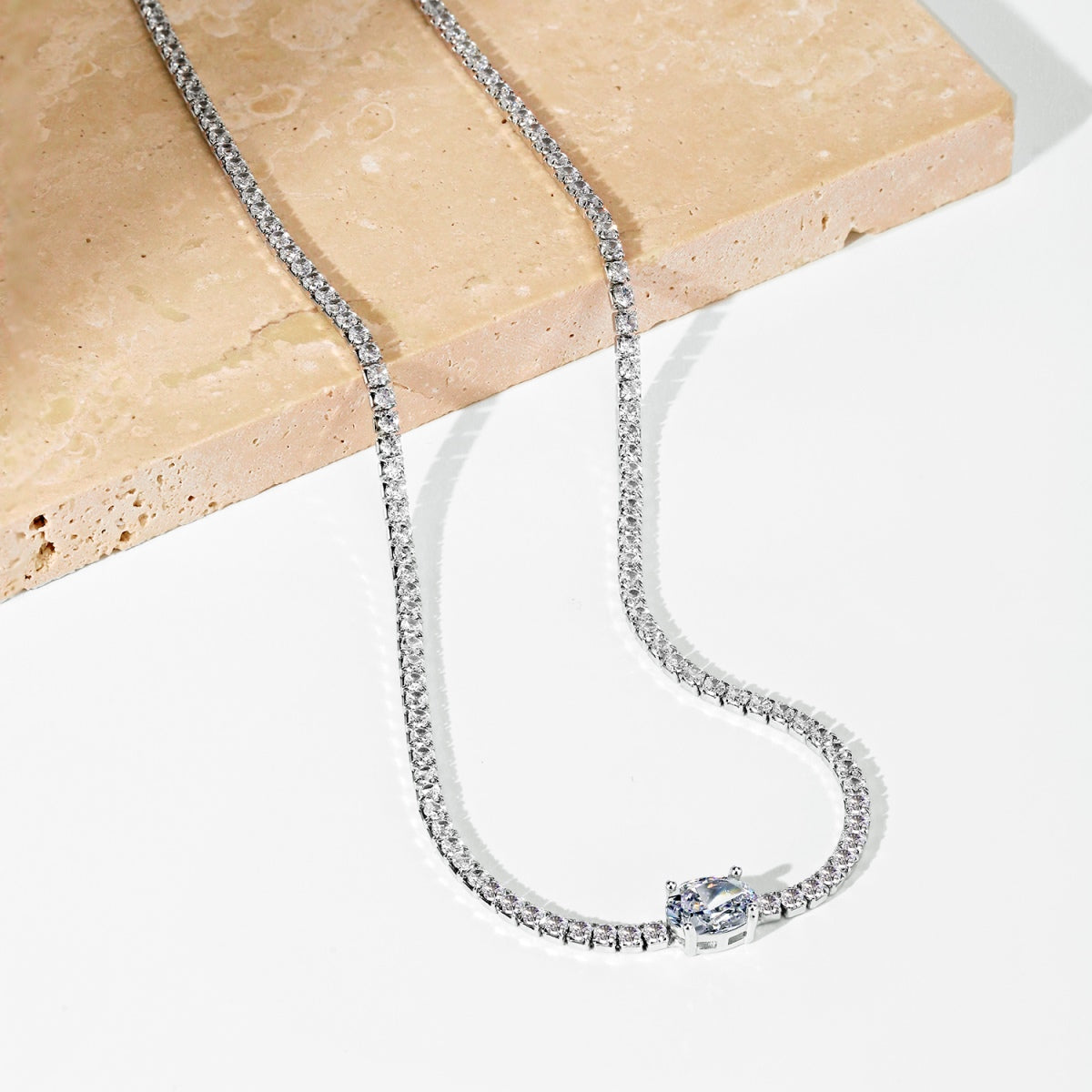 [AuraEcho]1.0 Carat Shining Oval Cut Necklace