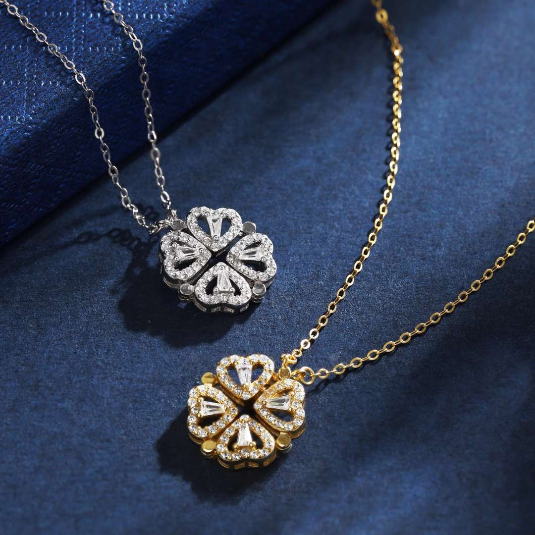 [AuraEcho]Ornate Heart Cut Flower Shape Necklace