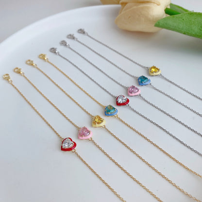 [AuraEcho]Sparkling Romantic Heart Shape Lover Bracelet