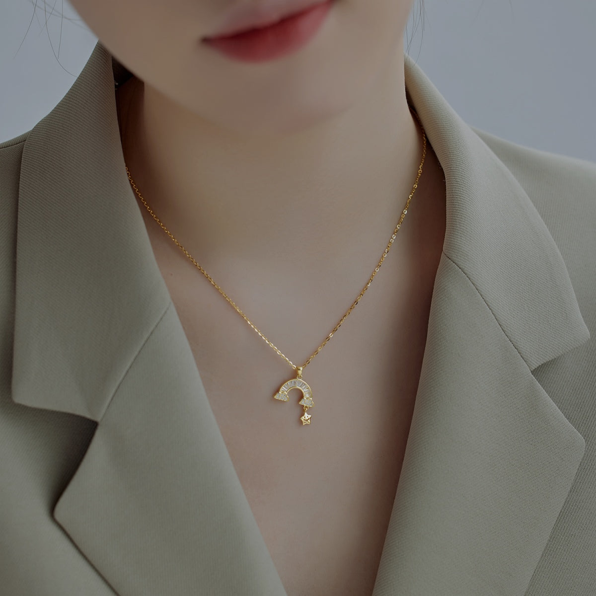 [AuraEcho]Unique Rainbow Star Necklace