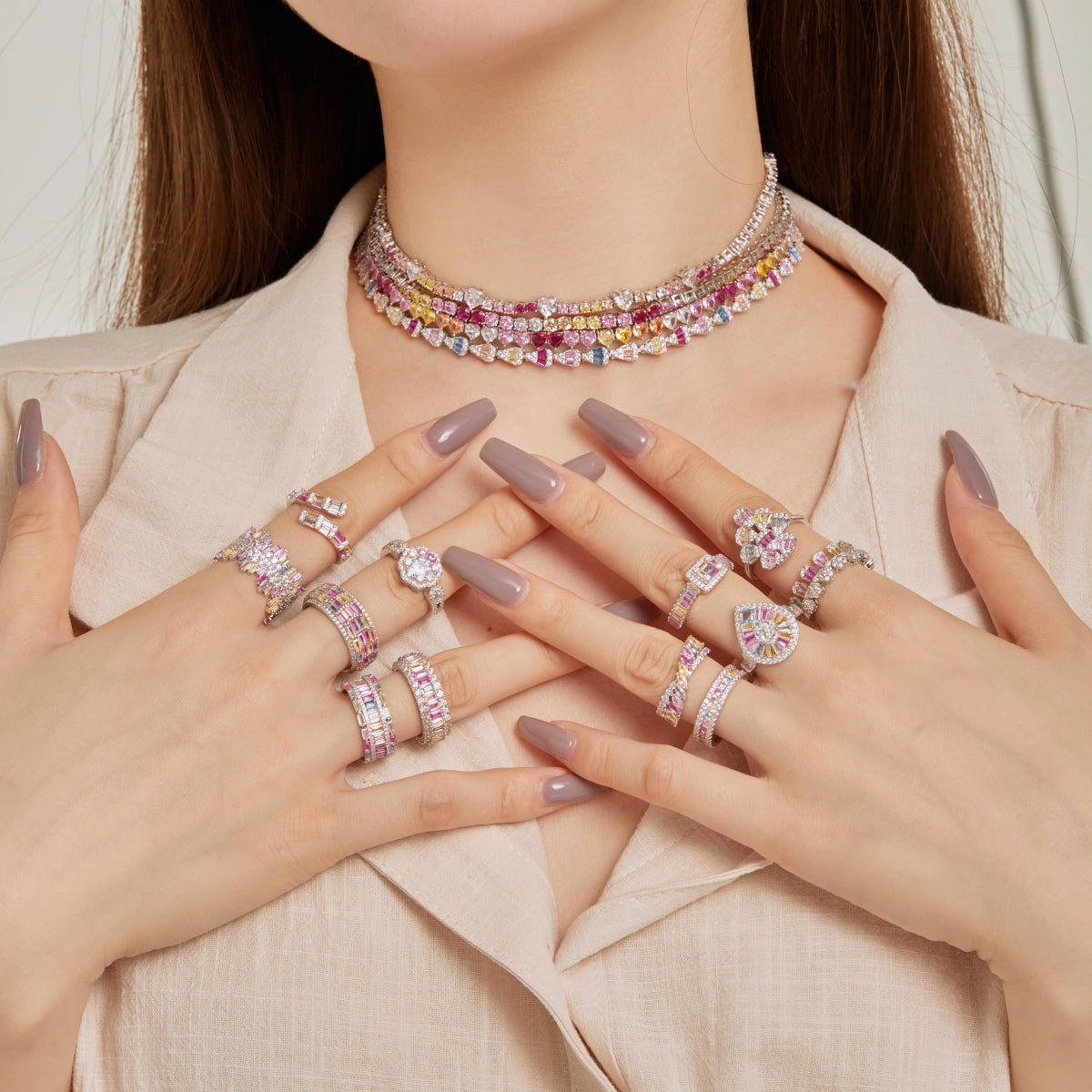[AuraEcho]Delicate Colorful Tennis Necklace