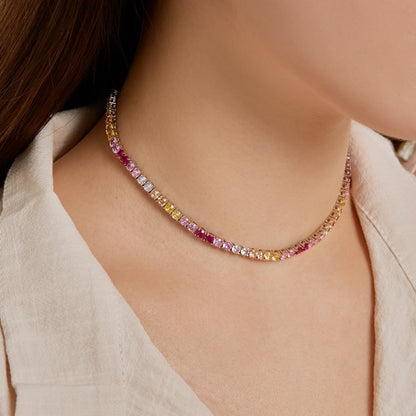 [AuraEcho]Delicate Colorful Tennis Necklace