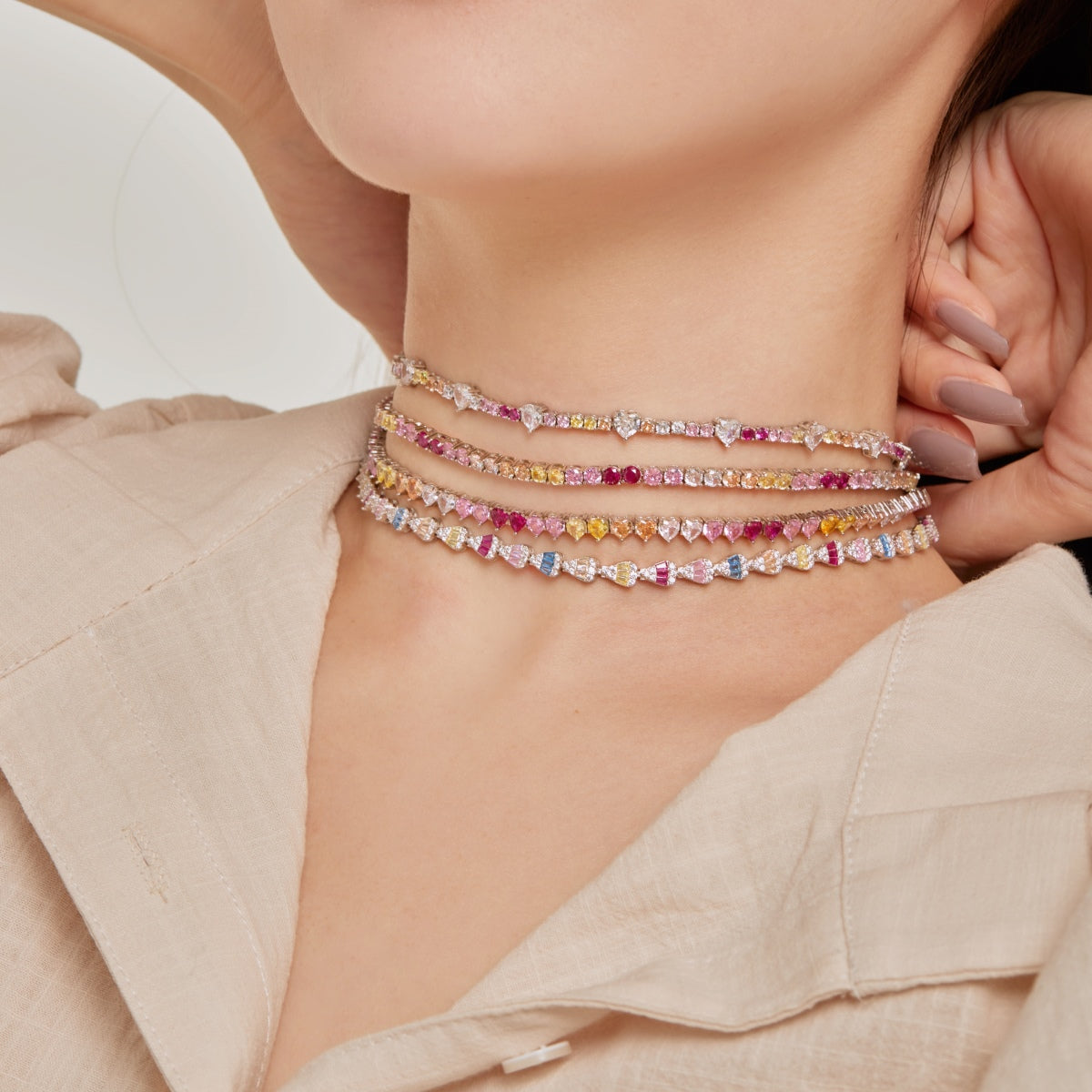 [AuraEcho]Delicate Colorful Tennis Necklace