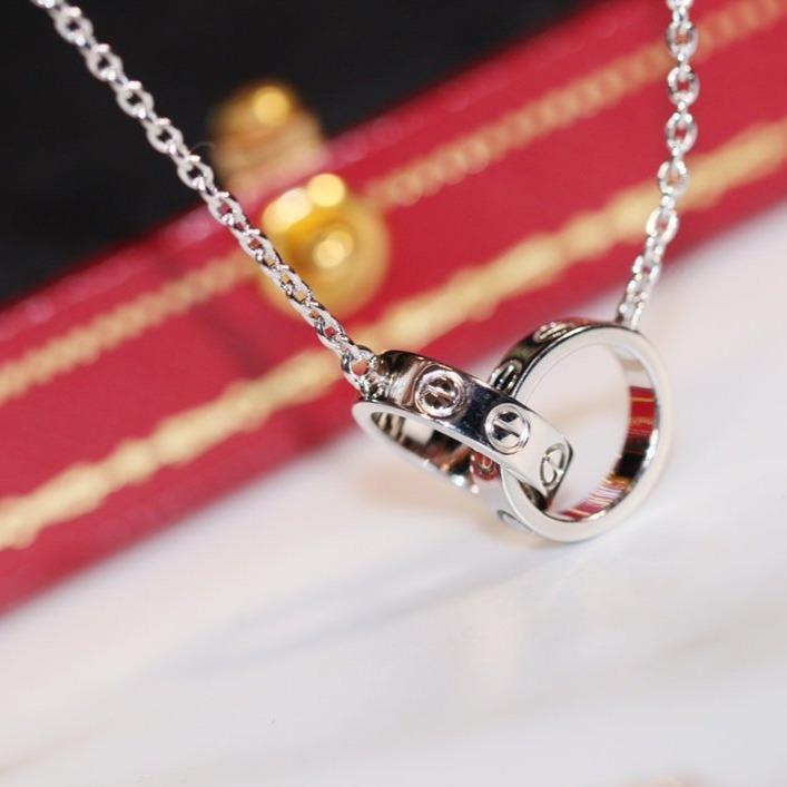 [AuraEcho]LOVE NECKLACE PINK GOLD AND SILVER