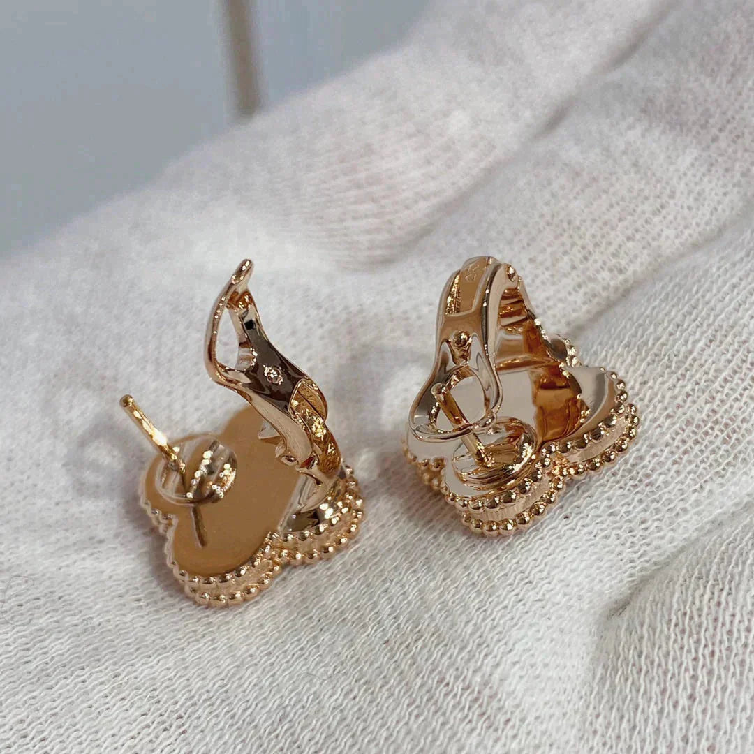 [AuraEcho]CLOVER MEDIUM 1 MOTIFS CARNELIAN  DIAMOND earrings