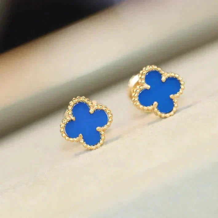[AuraEcho]CLOVER MINI 9.5MM TURQUOISE EARRINGS