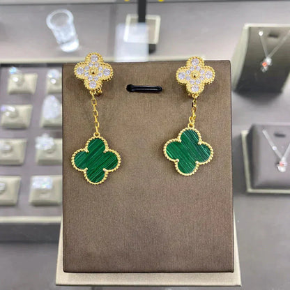 [AuraEcho]CLOVER  2 MOTIFS  DIAMOND  EARRINGS (MULTIPLE CHOICESç´