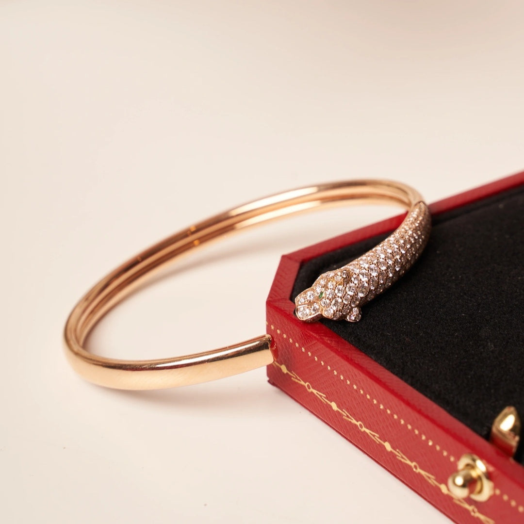 [AuraEcho]PANTHERE ROSE GOLD DIAMOND OPEN BRACELET