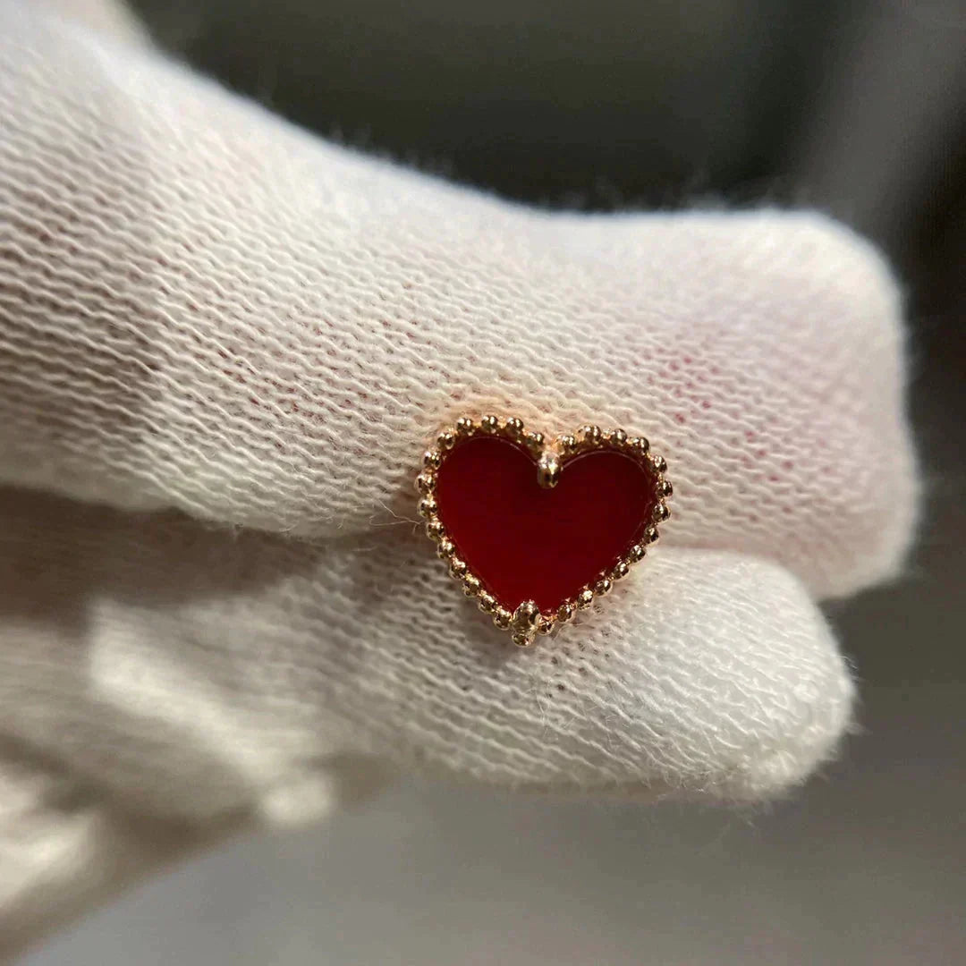 [AuraEcho]HEART CARNELIAN STUD EARRINGS