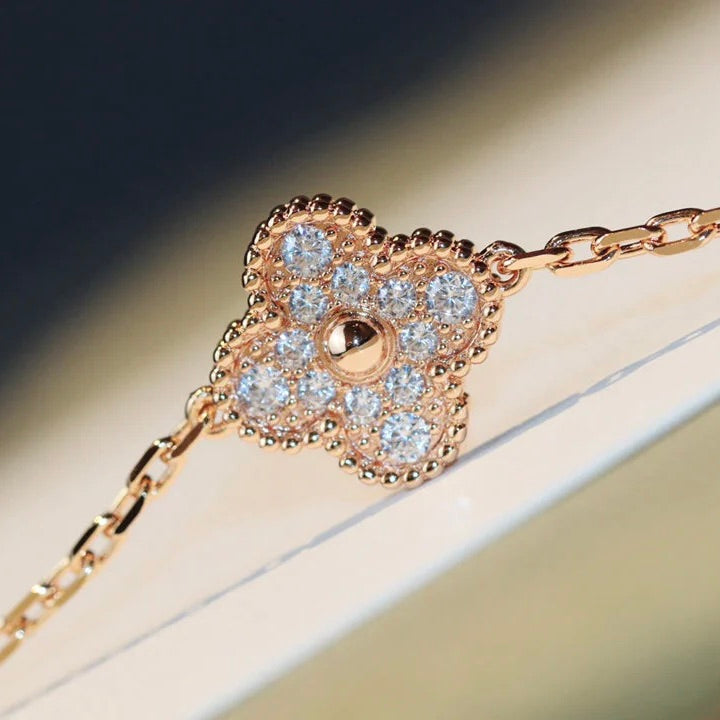 [AuraEcho]CLOVER 20 MOTIFS DARK MOP DIAMOND  NECKLACE