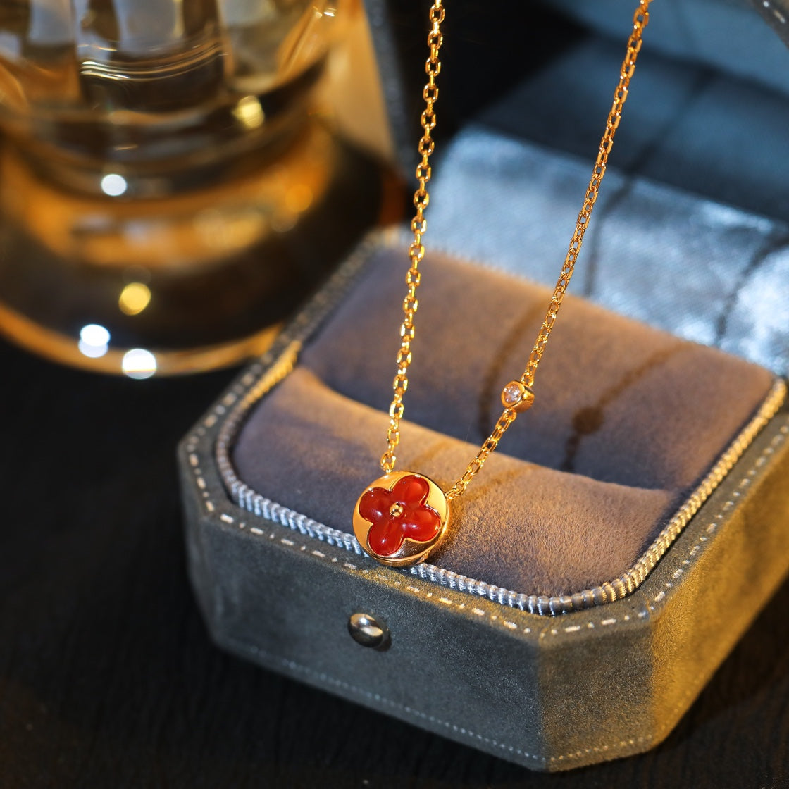 [AuraEcho]SUN PEDANT PINK GOLD 1 DIAMOND NECKLACE