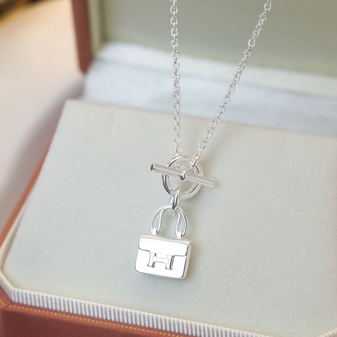 [AuraEcho]POP H PEDANT SILVER NECKLACE