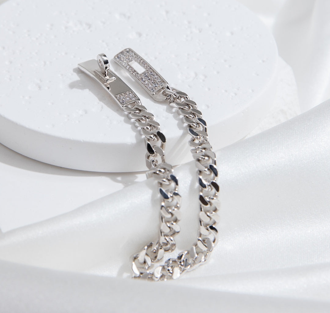 [AuraEcho]KELLY CHAIN SILVER DIAMOND BRACELET