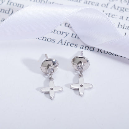 [AuraEcho]VIDYLLE SILVER DIAMOND MINI DROP EARRINGS