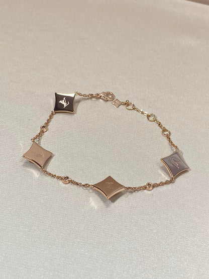 [AuraEcho]STAR 4 MOTIF MOP DIAMOND PINK GOLD BRACELET