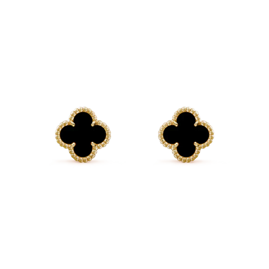 [AuraEcho]CLOVER MINI 9.5MM BLACK MOP EARRINGS