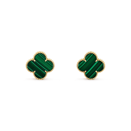 [AuraEcho]CLOVER MINI 9.5MM MALACHITE  EARRINGS
