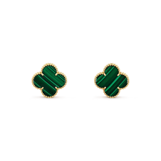 [AuraEcho]CLOVER MINI 9.5MM MALACHITE  EARRINGS