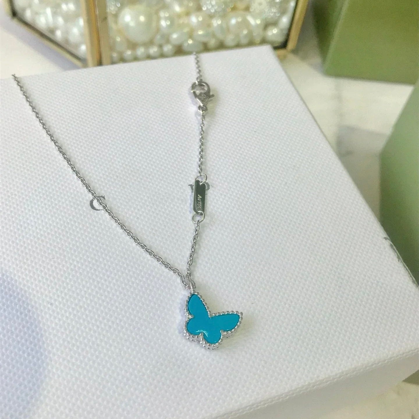 [AuraEcho]BUTTERFLY TURQUOISE BUTTERFLY BRACELET SILVER