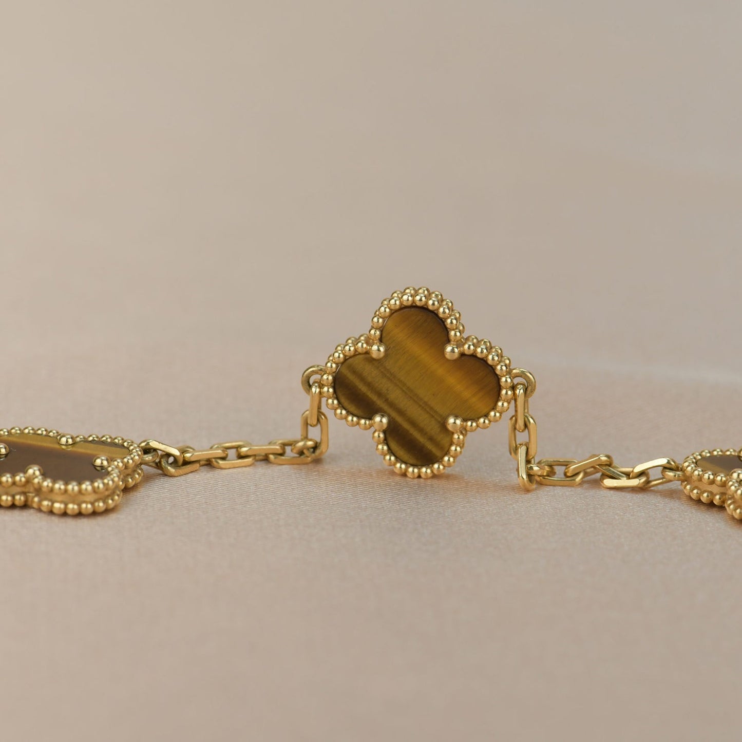 [AuraEcho]CLOVER  5 MOTIFS TIGER EYE BRACELET