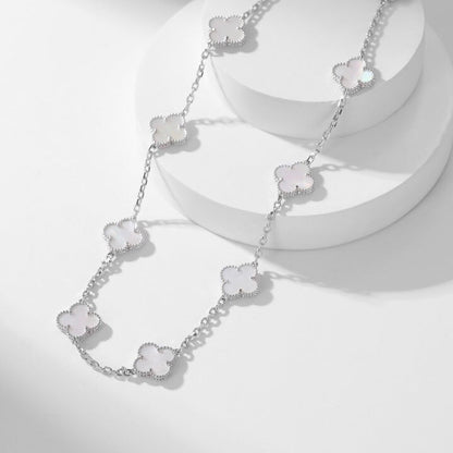 [AuraEcho]CLOVER 10 MOTIFS WHITE MOTHER OF PEARL NECKLACE