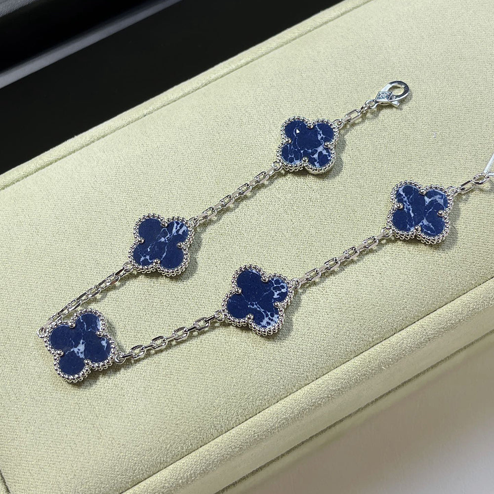 [AuraEcho]CLOVER 5 MOTIF PIETERSITE SILVER BRACELET