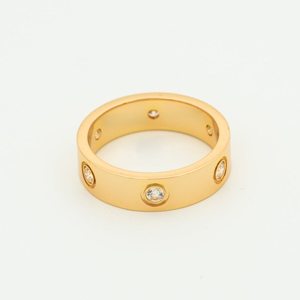 [AuraEcho]LOVE RING 5.5MM 6 DIAMONDS PINK GOLD