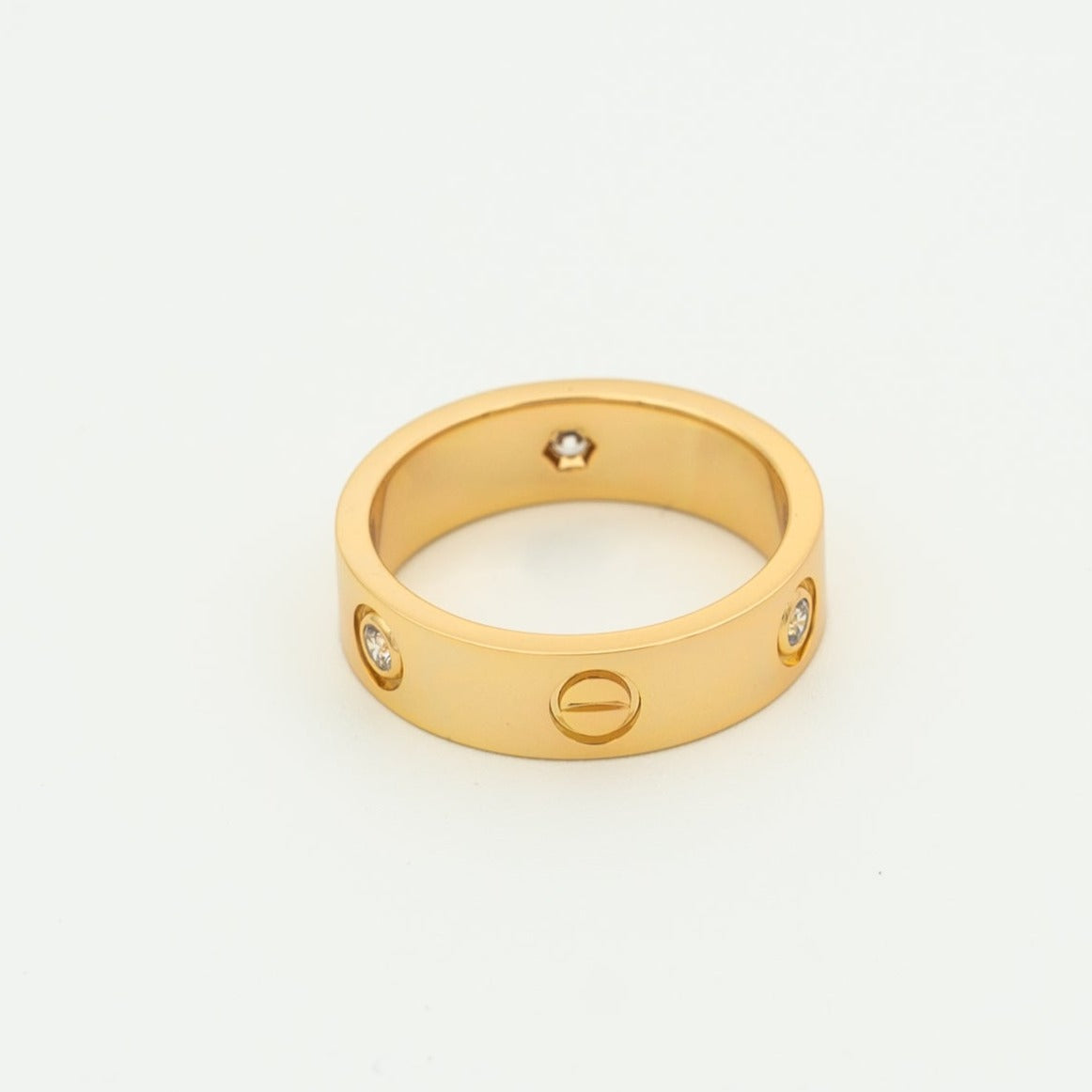 [AuraEcho]LOVE RING 5.5MM 3 DIAMONDS PINK GOLD