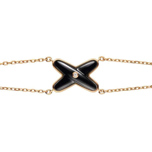 [AuraEcho]JEUX BRACELET ONYX PINK GOLD 1 DIAMOND