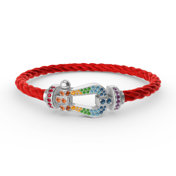 [AuraEcho]FORC LARGE HORSESHOE  COLORED DIAMOND BRACELET SILVER