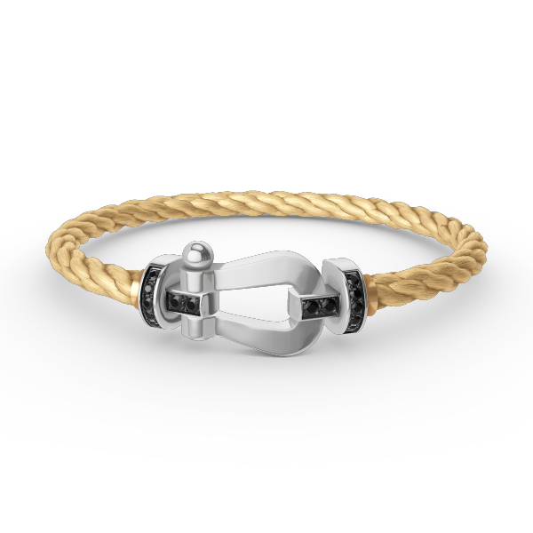 [AuraEcho]FORCE LARGE HORSESHOE BLACK DIAMOND BRACELET SILVER
