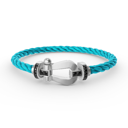 [AuraEcho]FORCE LARGE HORSESHOE BLACK DIAMOND BRACELET SILVER