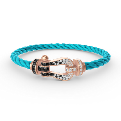 [AuraEcho]FORCE LARGE HORSESHOE BLACK WHITE DIAMOND BRACELET ROSE GOLD