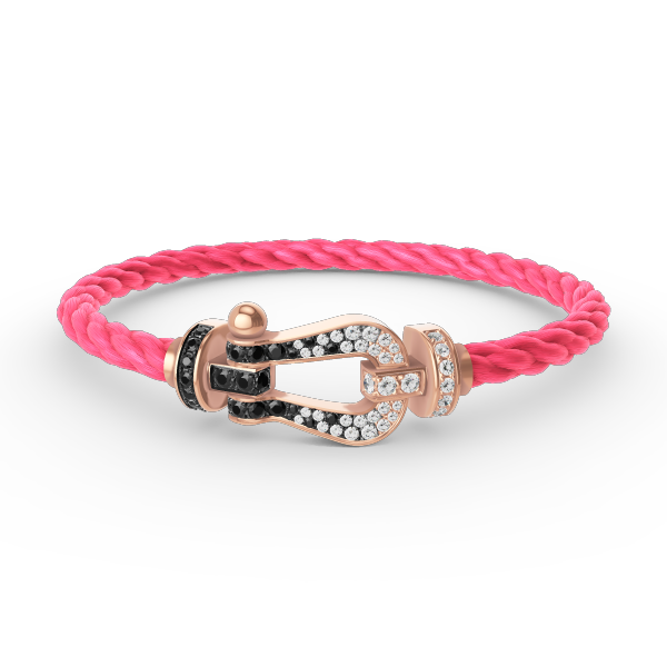 [AuraEcho]FORCE LARGE HORSESHOE BLACK WHITE DIAMOND BRACELET ROSE GOLD