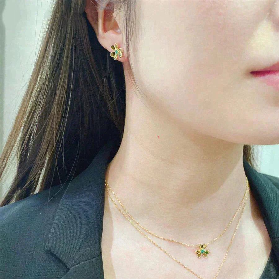 [AuraEcho]FRIVOLE  FLOWER MALACHITE EARRINGS