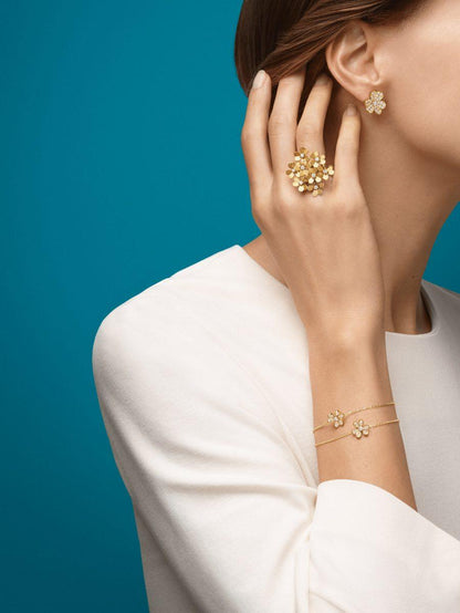 [AuraEcho]FRIVOLE GOLD FLOWER DIAMOND EARRINGS