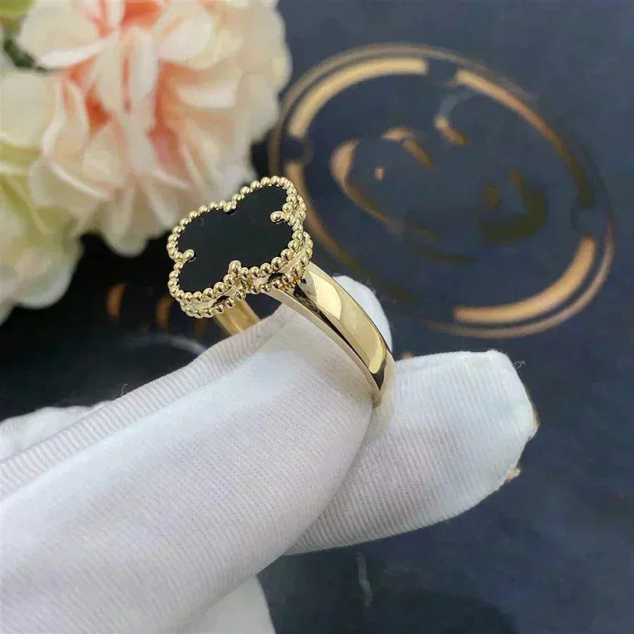 [AuraEcho]CLOVER ONYX RING