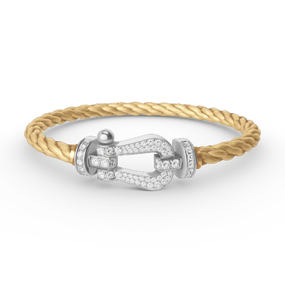 [AuraEcho]FORCE LARGE HORSESHOE FULL DIAMOND BRACELET SILVER