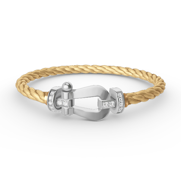 [AuraEcho]FORCE LARGE HORSESHOE HALF DIAMOND BRACELET SILVER